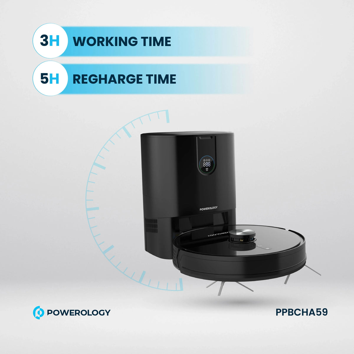 Powerology Smart Station Robot Vacuum Mop Black – image 25