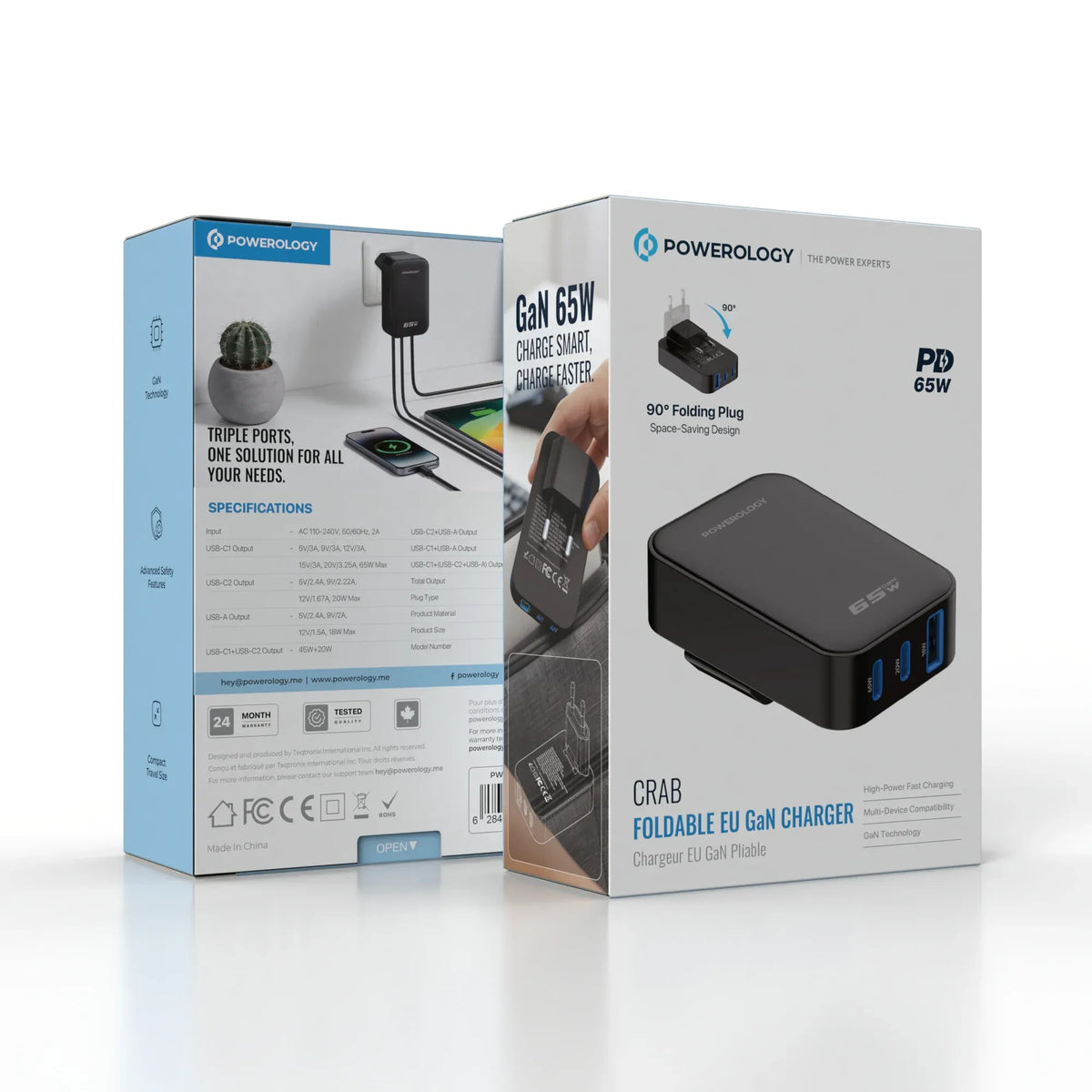 Powerology Crab Foldable Eu Gan Charger Black – image 6