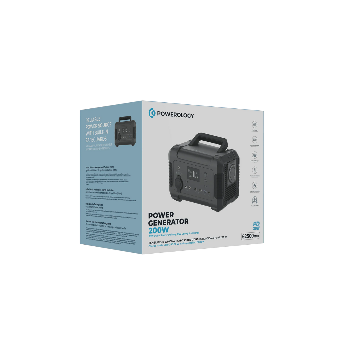 Powerology 62500 m Ah Power Generator 200 W Pure Sine-Wave Output - Black – image 14