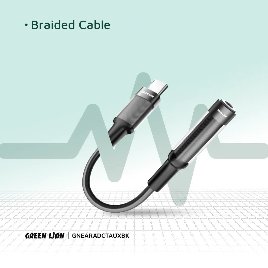 Green Lion Earphone Adapter USB C to 3 5 Aux 12cm Black – image 4