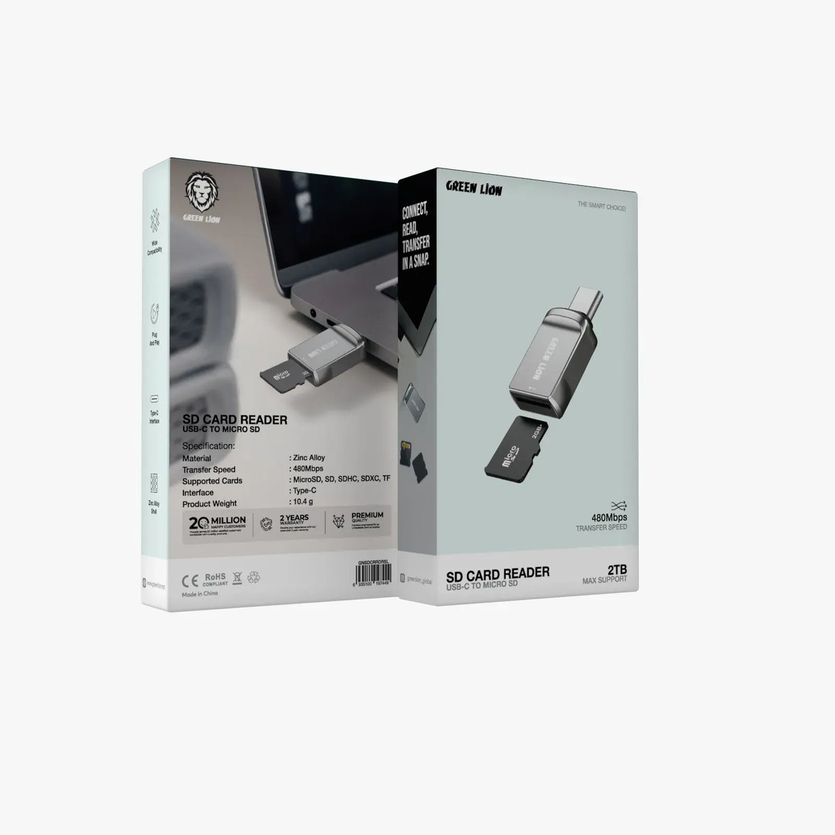 Green Lion Sd Card Reader USB C to Micro Sd Silver – image 3