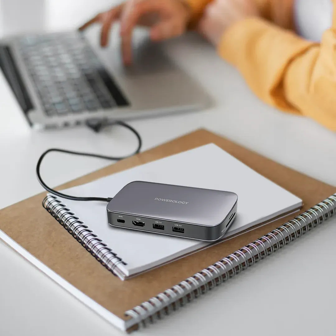 Powerology 256 Gb USB C Hub Ssd Drive All in One Connectivity Storage PD 100w Gray – image 3