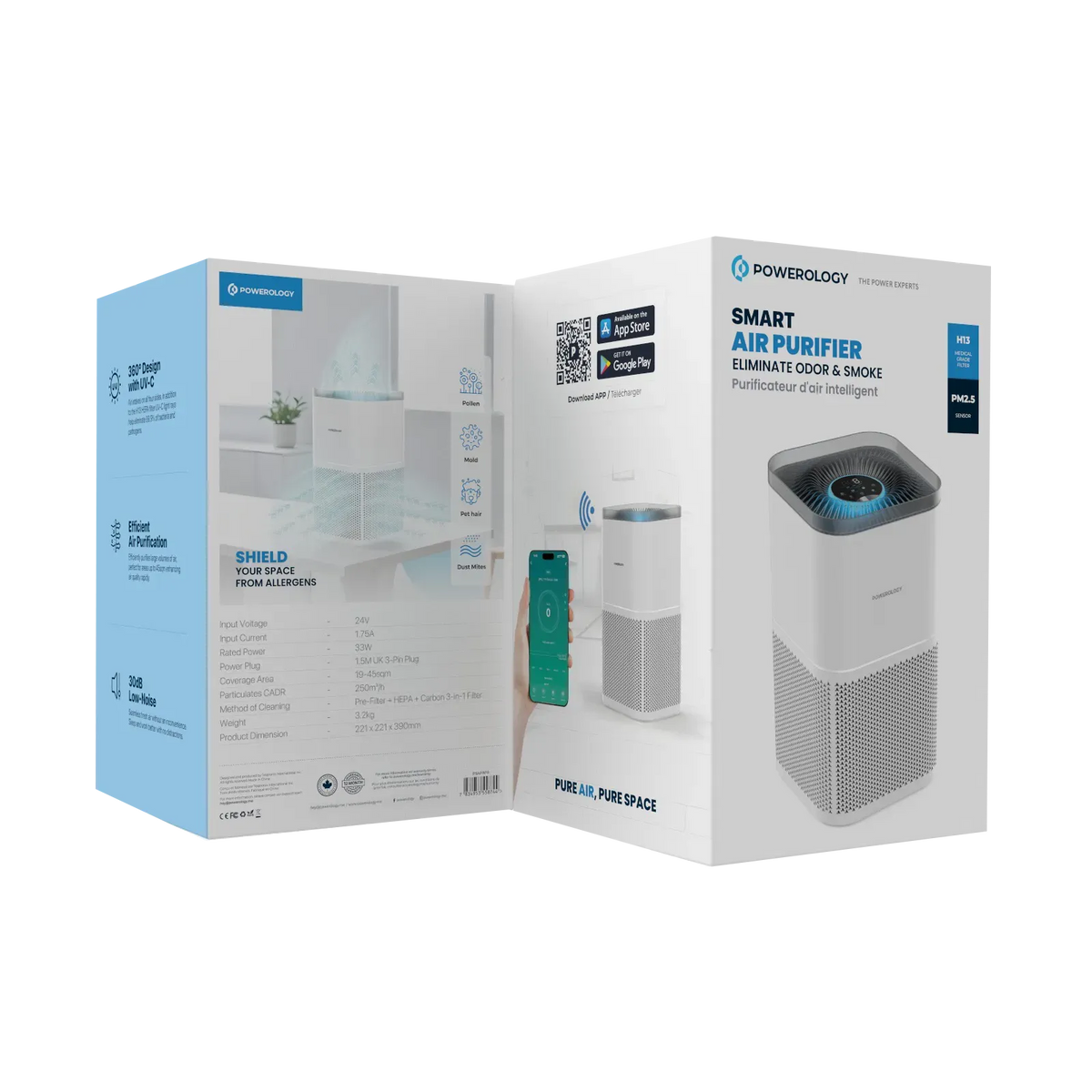 Powerology Smart Air Purifier Eliminate Odor Smoke White – image 14