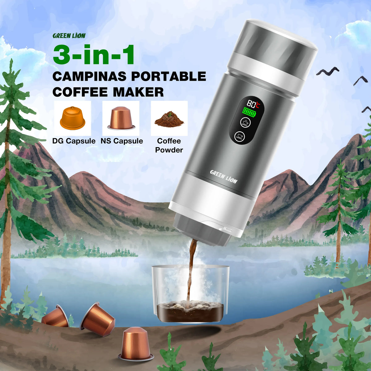 Green Lion Campinas Portable Coffee Maker 80 m L - Gray – image 12
