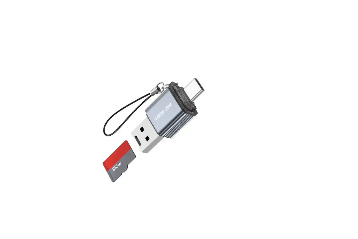 Green Lion 2 in 1 Card Reader with Micro Sd Cards Support Gray – image 4