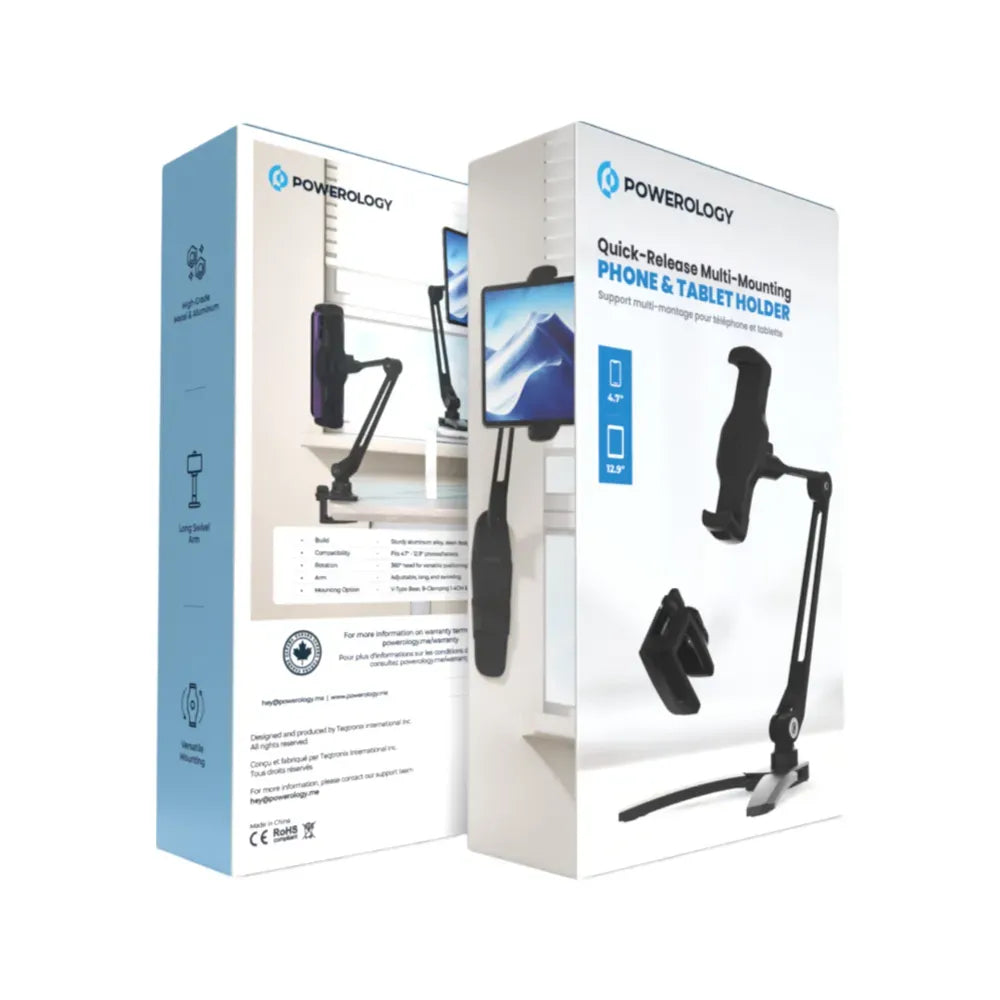Powerology Solid Alloy Aluminum 360deg Rotatable Suction Phone Holder Black – image 3