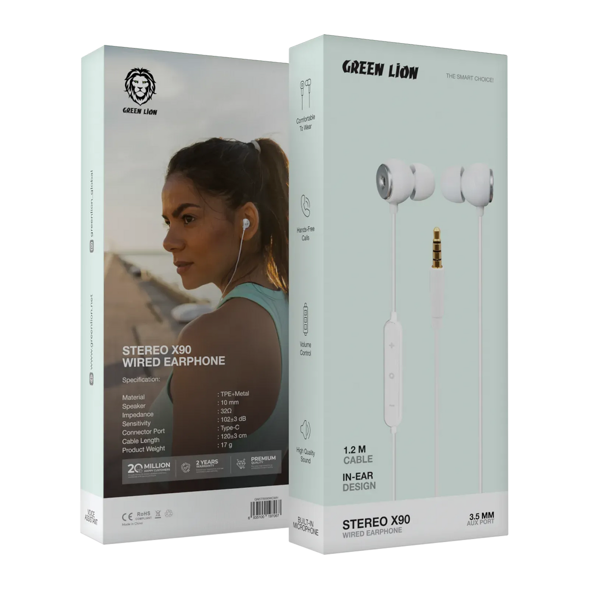Green Lion Stereo X 903.5 mm Wired Earphone - White – image 5