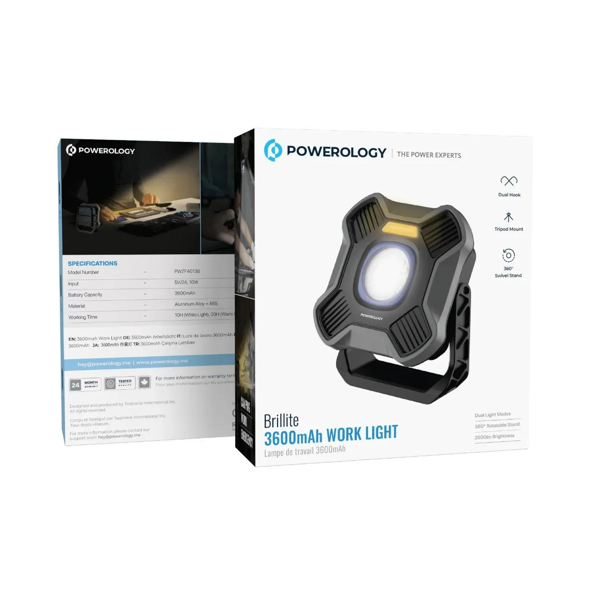Powerology Brillite 3600mAh Work Light Black – image 2