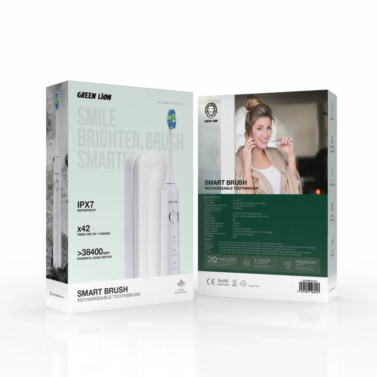 Green Lion Smart Brush Rechargeable Toothbrush White – image 2