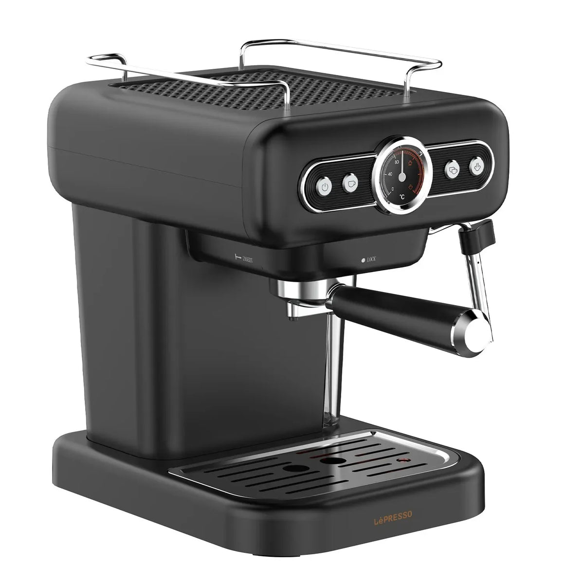 LePresso Retro Espresso Machine Boiler Gauge And Milk Steamer - Black – image 14