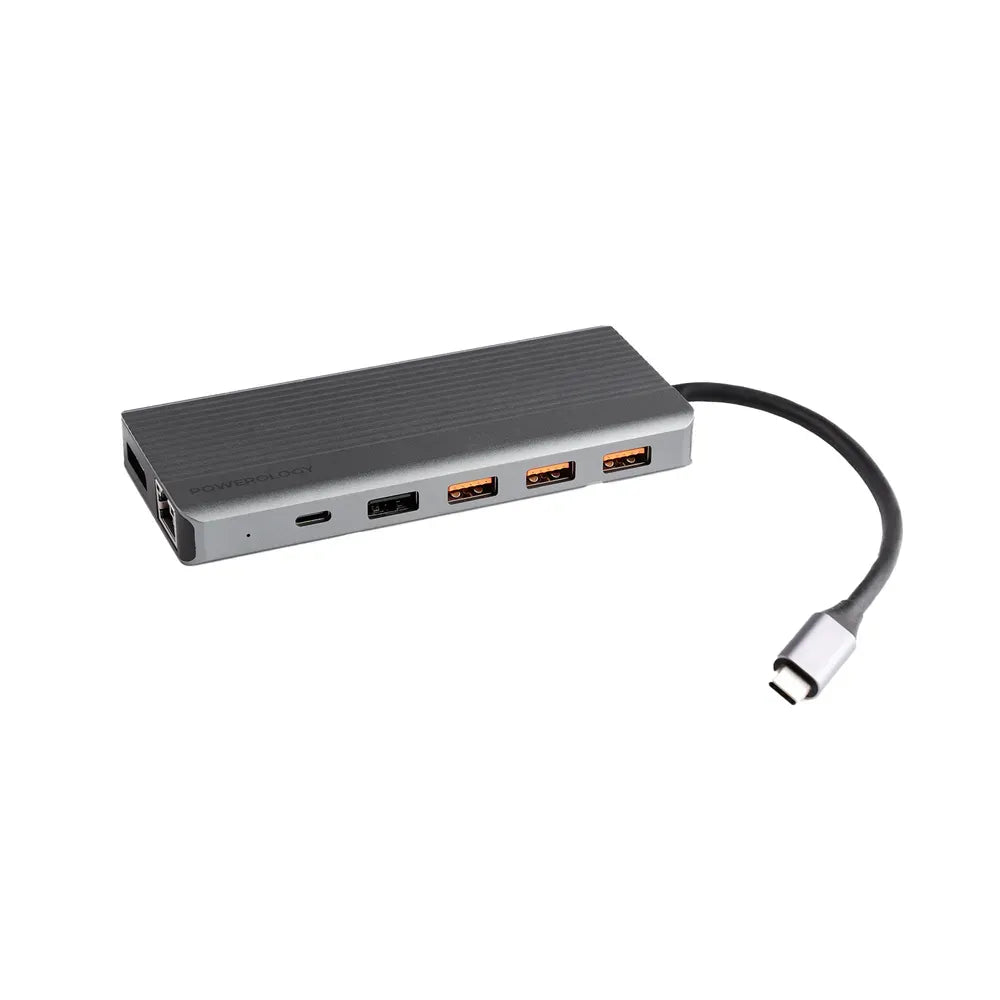 Powerology 13 in 1 Dual Hdmi Displayport USB C Hub Ethernet Gray – image 2
