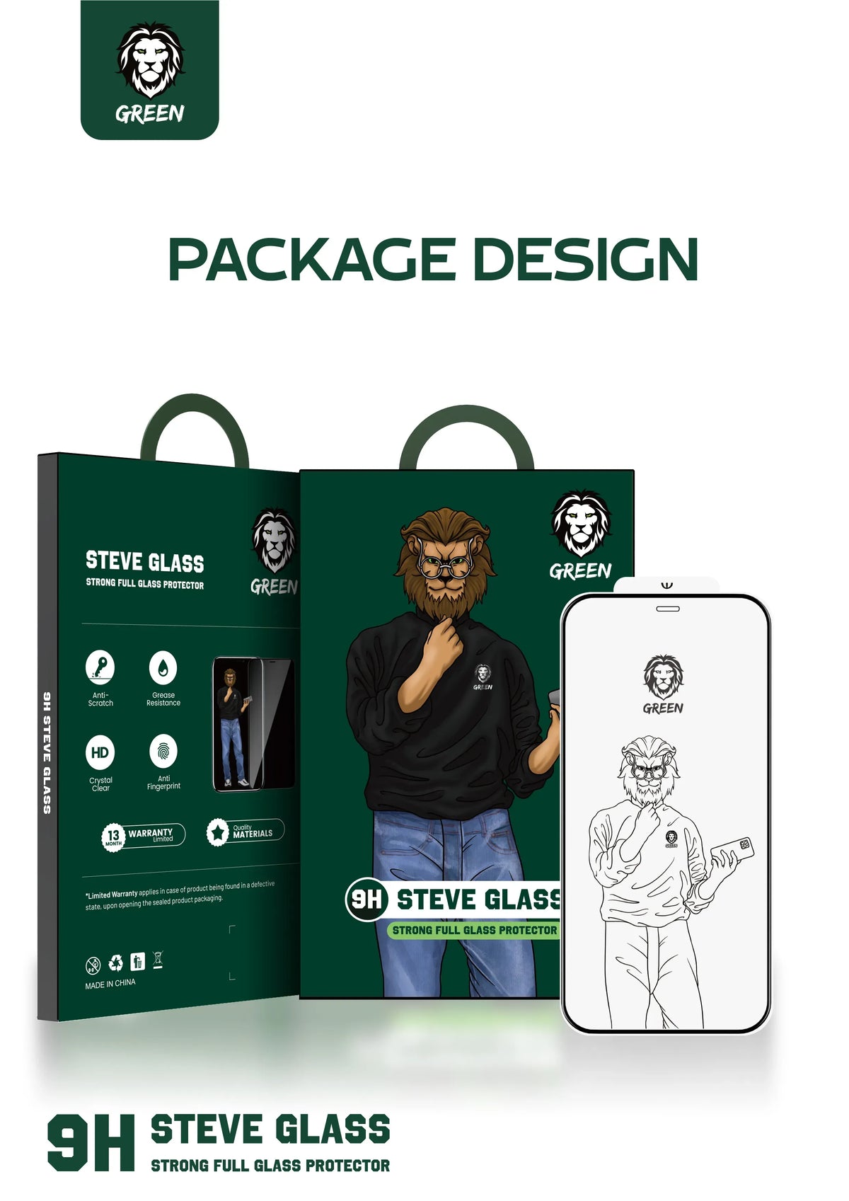 Green Lion 9 HSteve HD Screen Protector - Black Edge/Clear – image 10