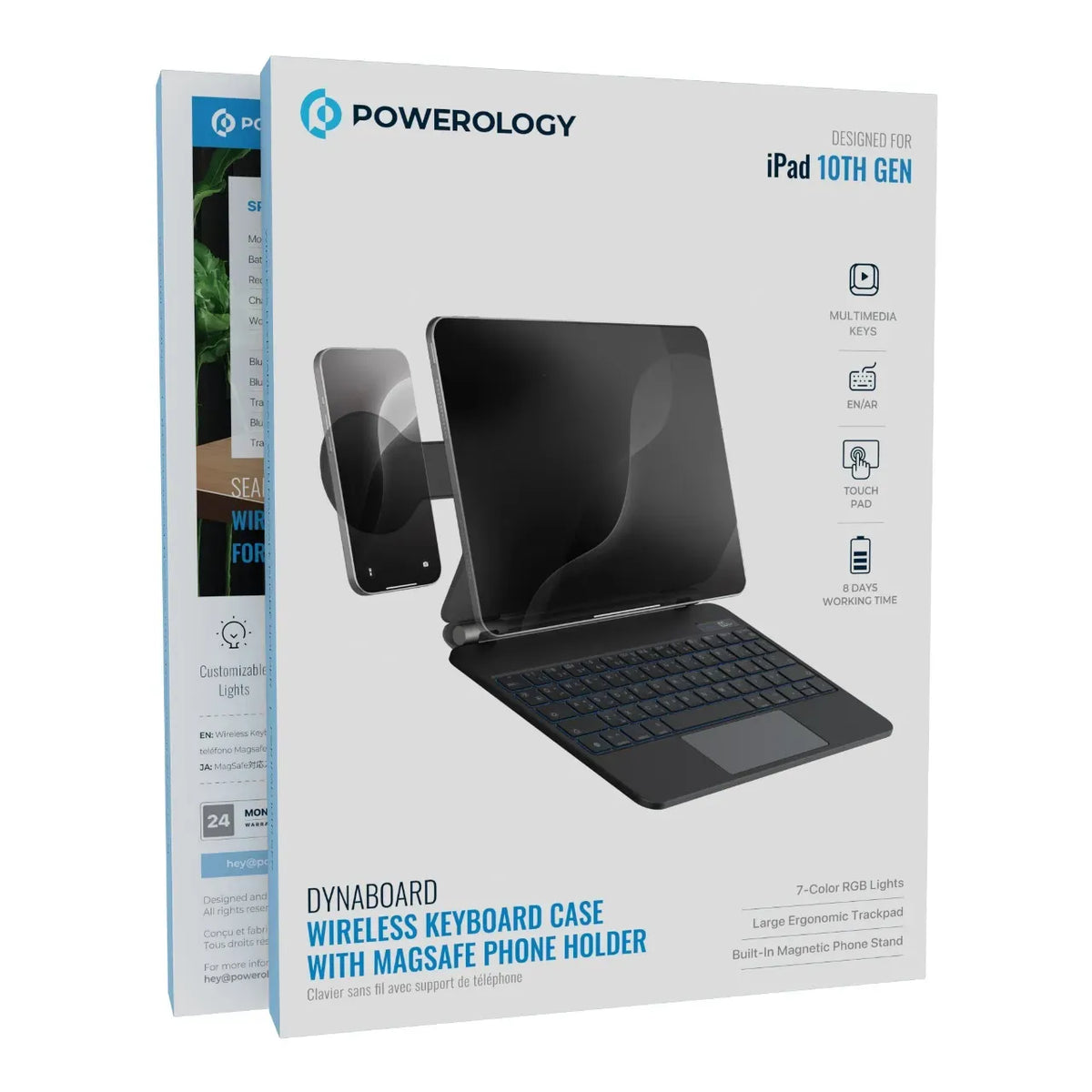 Powerology Dynaboard Wireless Keyboard Case with MagSafe Phone Holder for Ipad 10th Gen Black – image 4
