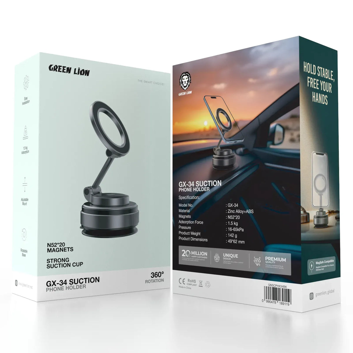 Green Lion Gx 34 Suction Phone Holder Black – image 2