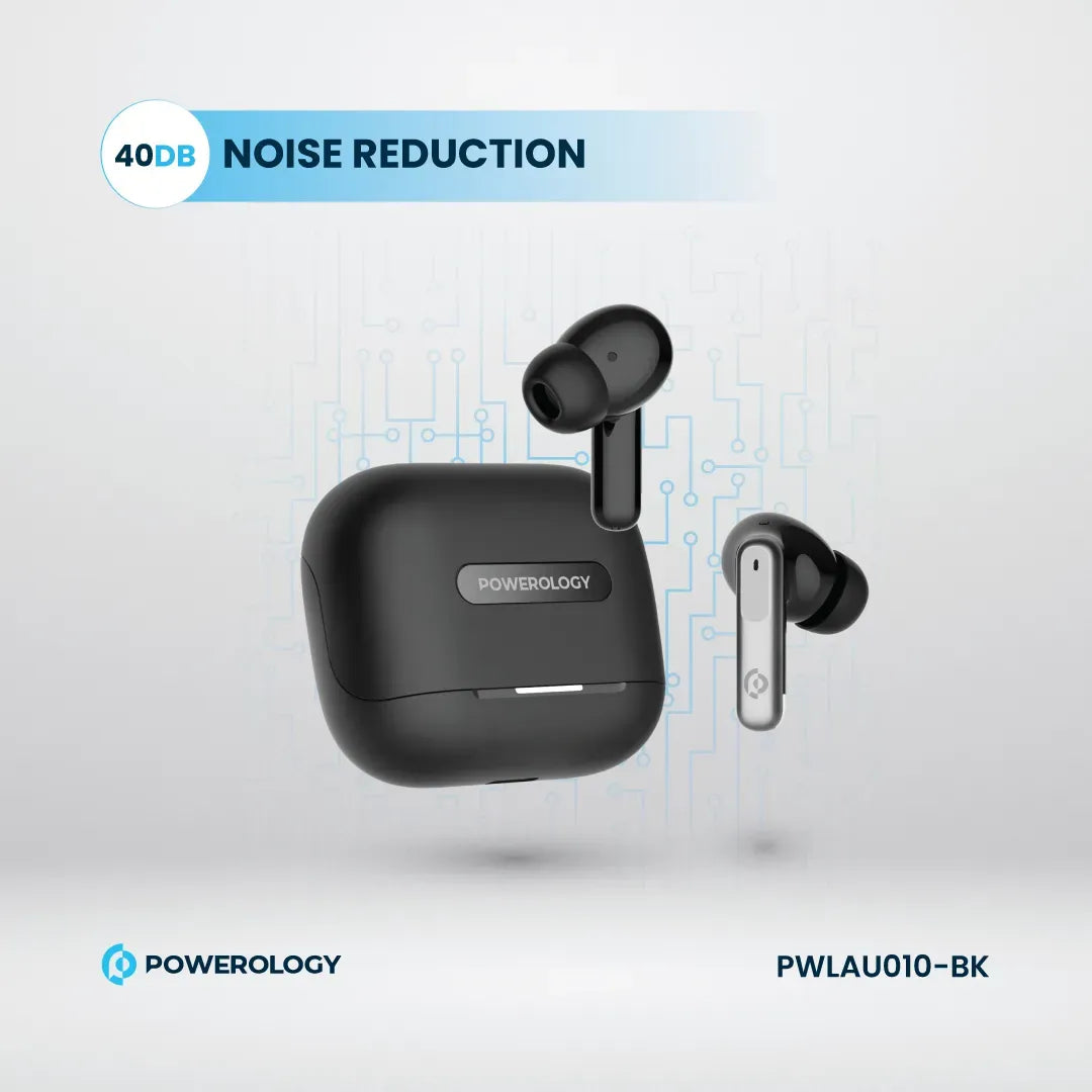 Powerology 6 Mic Hybrid ANC + ENCTrue Wireless Buds - Black – image 3