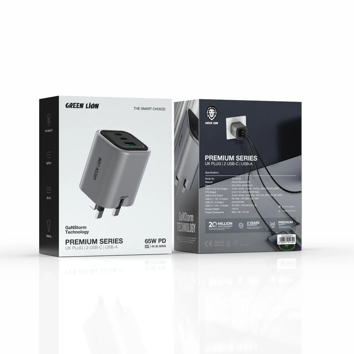 Green Lion Premium Series Foldable Wall Charger UK Plug PD 65 W - Gray – image 3