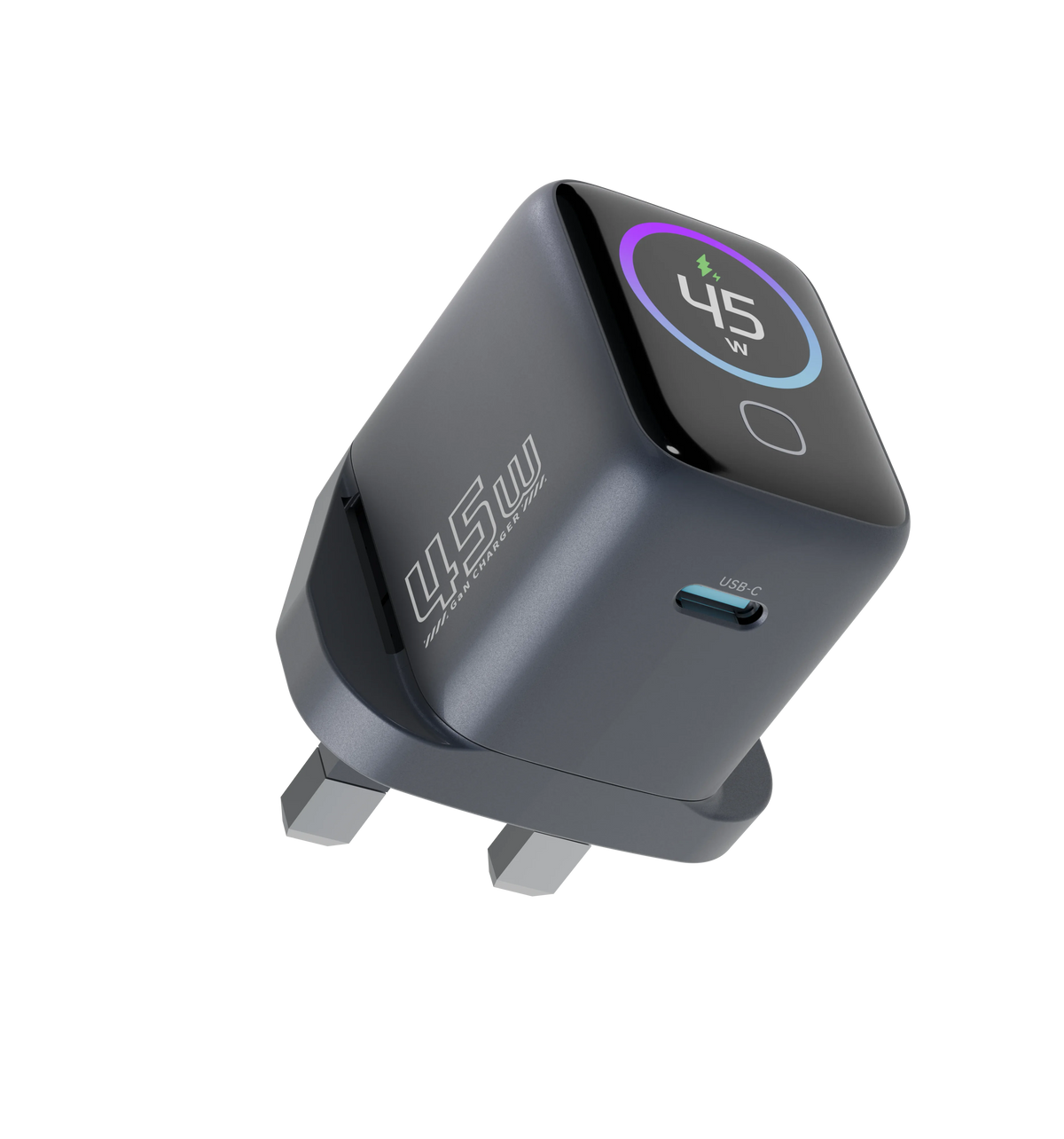 Powerology VOLTFLOW 45 W AVS Ga N Wall Charger with C-CCable - Gray – image 1