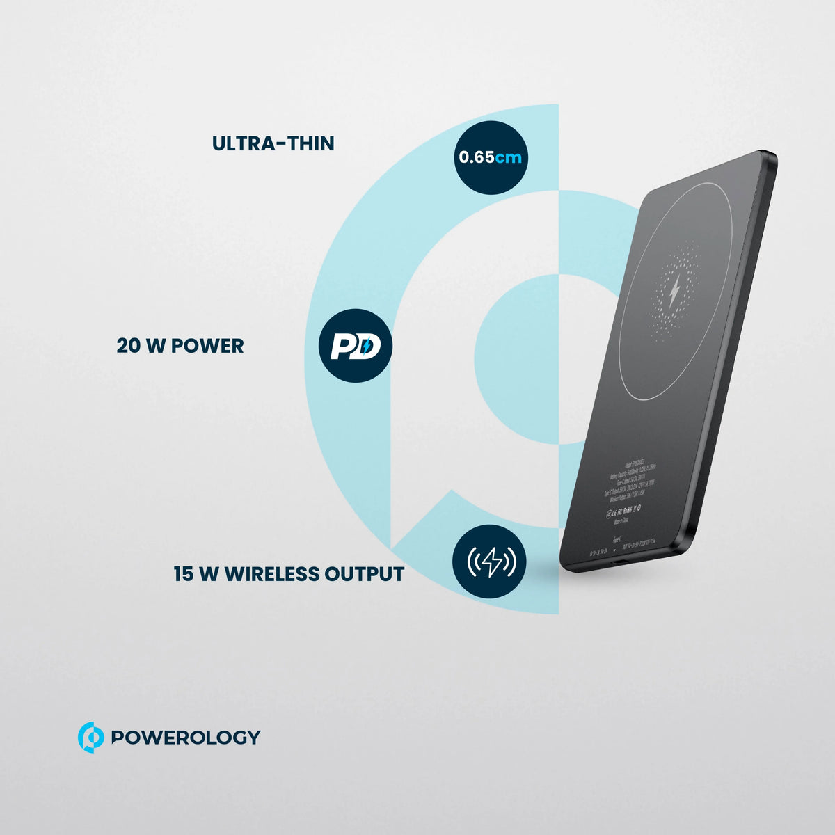 Powerology Ultra-Thin 5000 m Ah Mag Safe Power Bank - Grey – image 2