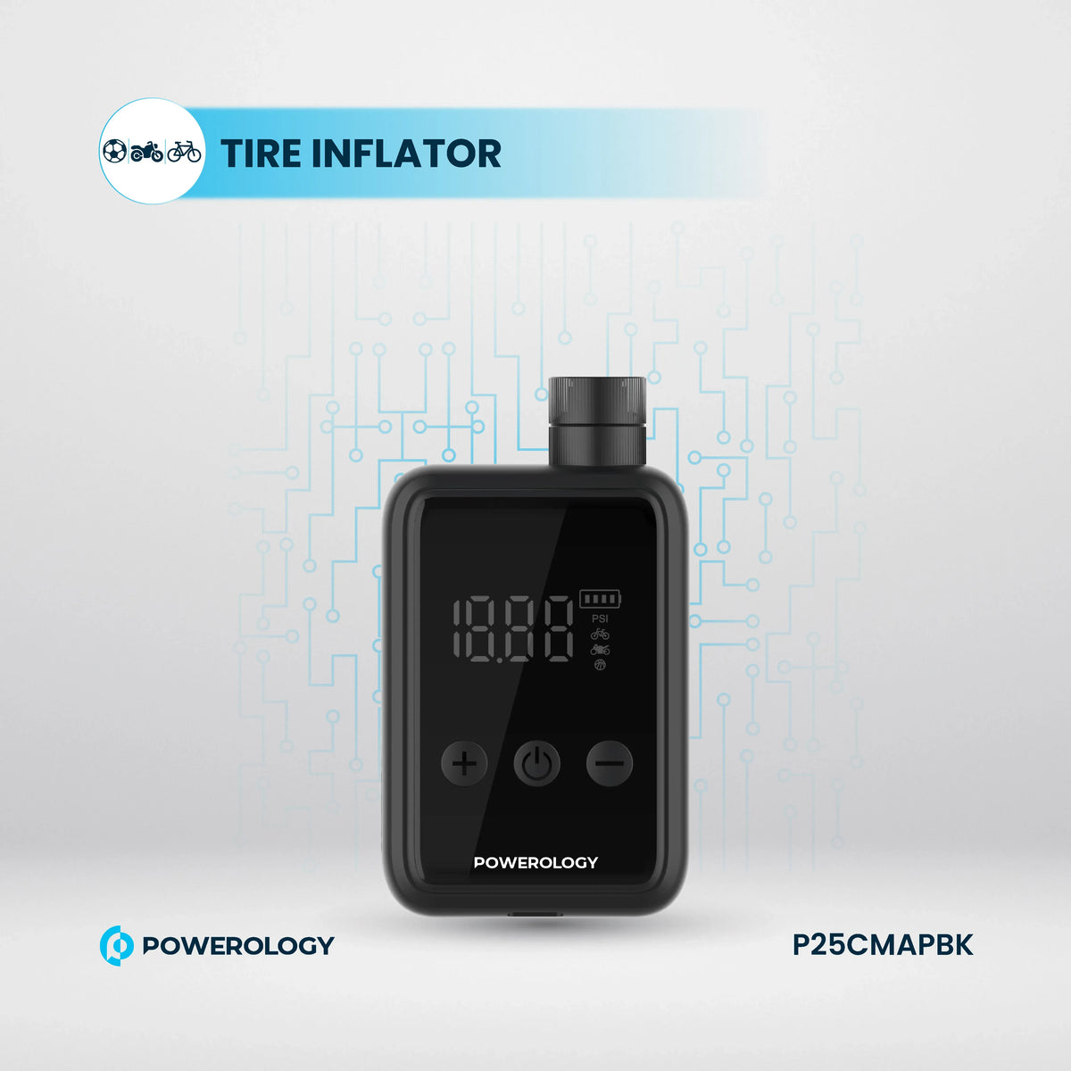Powerology Super Compact Tire Inflator Black – image 12