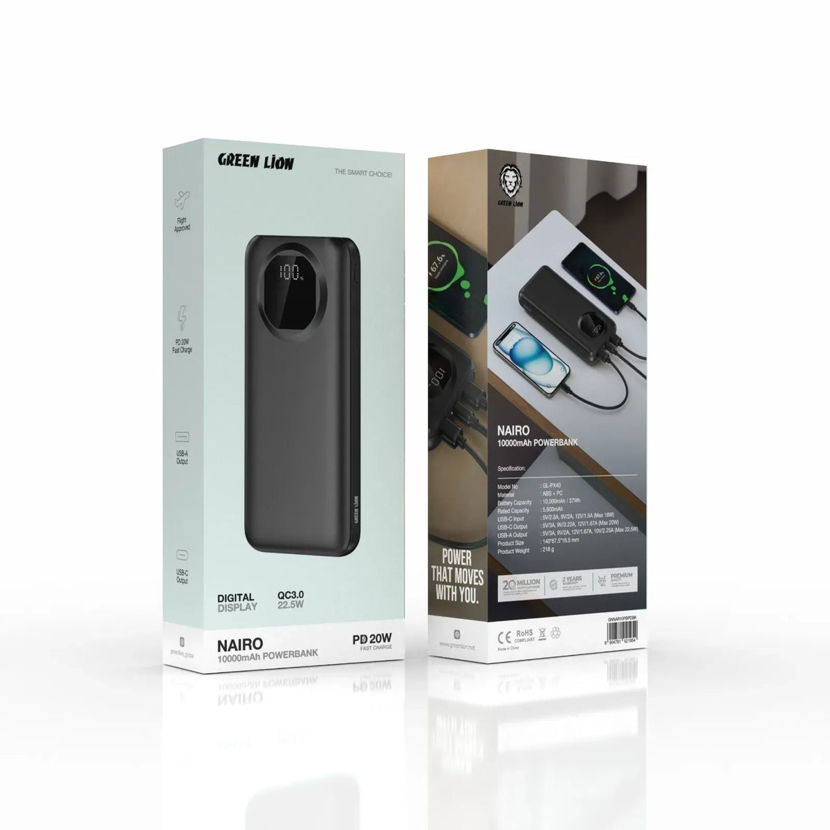 Green Lion Nairo 10000mAh Power Bank PD 20w Black – image 2