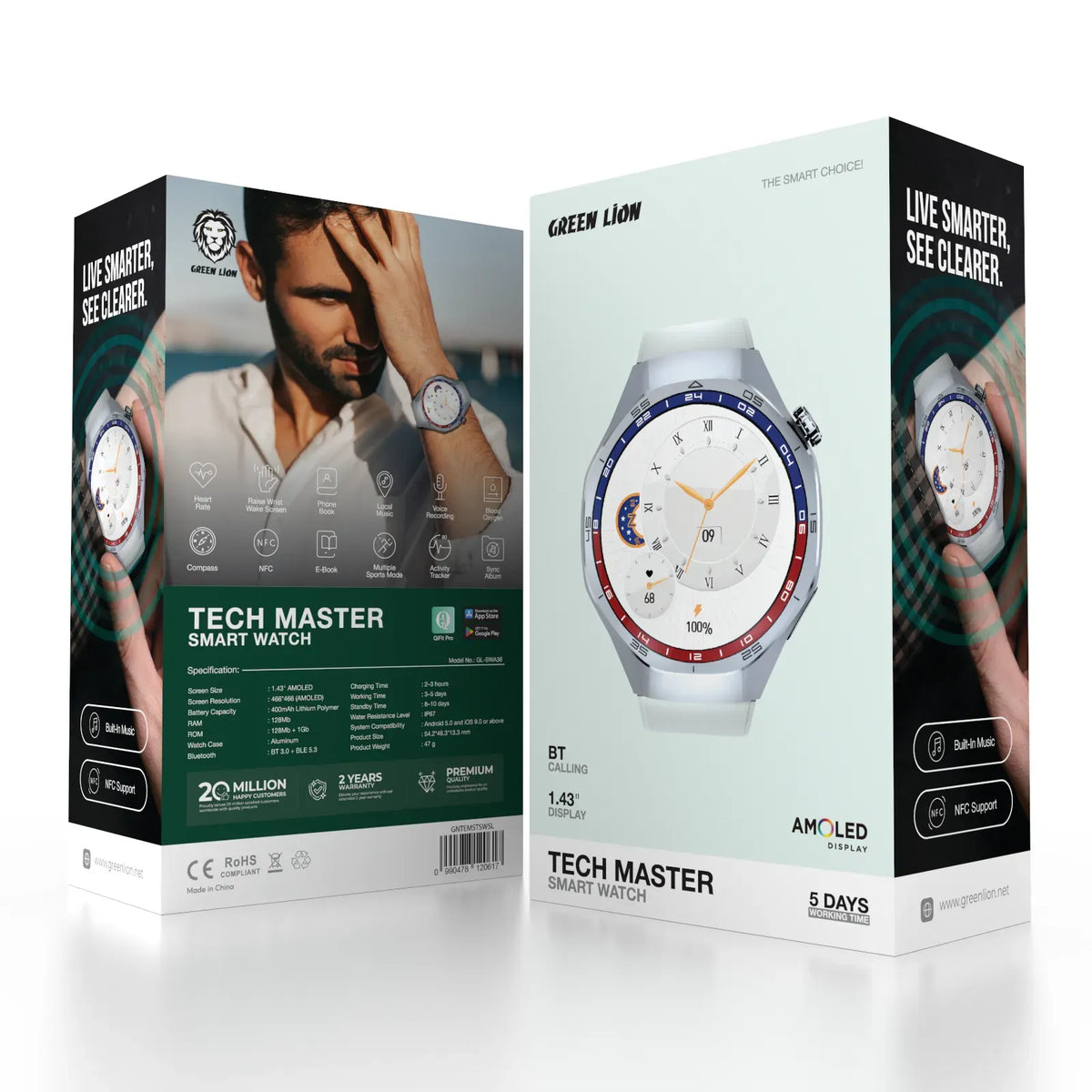 Green Lion Tech Master Smart Watch - Silver – image 8