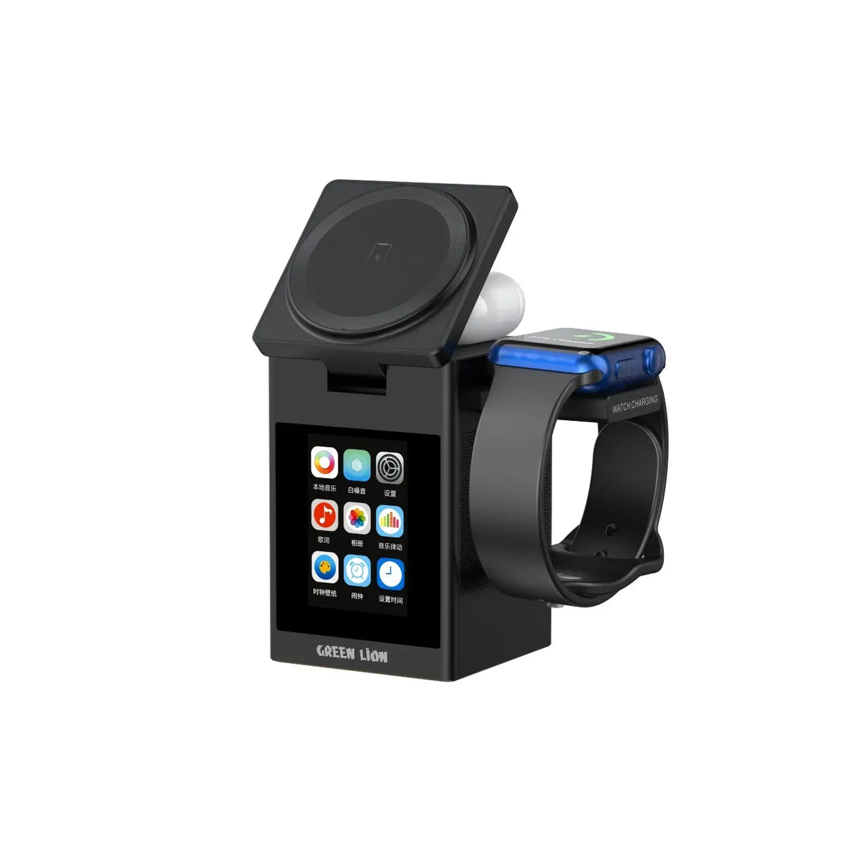 Green Lion Smart Station Pro LCD Display Wireless Charger with Speaker Black – image 3