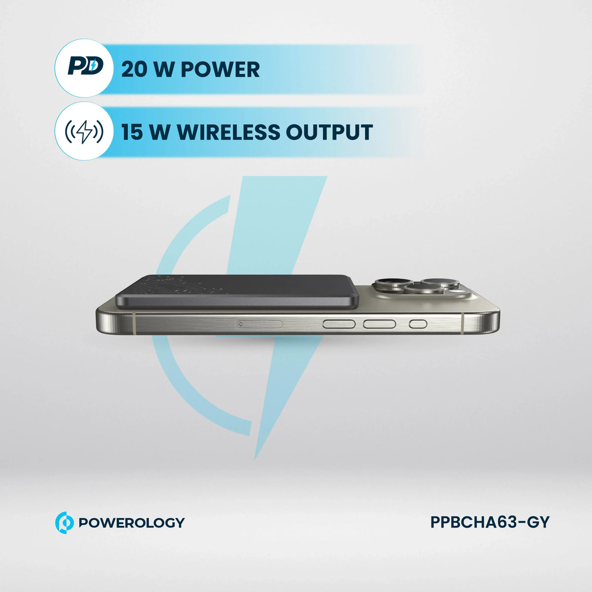 Powerology Ultra-Thin 5000 m Ah Mag Safe Power Bank - Grey – image 3