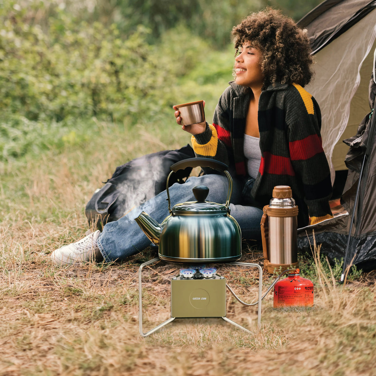 Green Lion 3 Burner Foldable Camping Stove Khaki – image 6