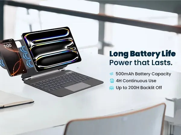 Powerology Dynaboard Wireless Keyboard Case with MagSafe Phone Holder for Ipad 13 M4 Black – image 12