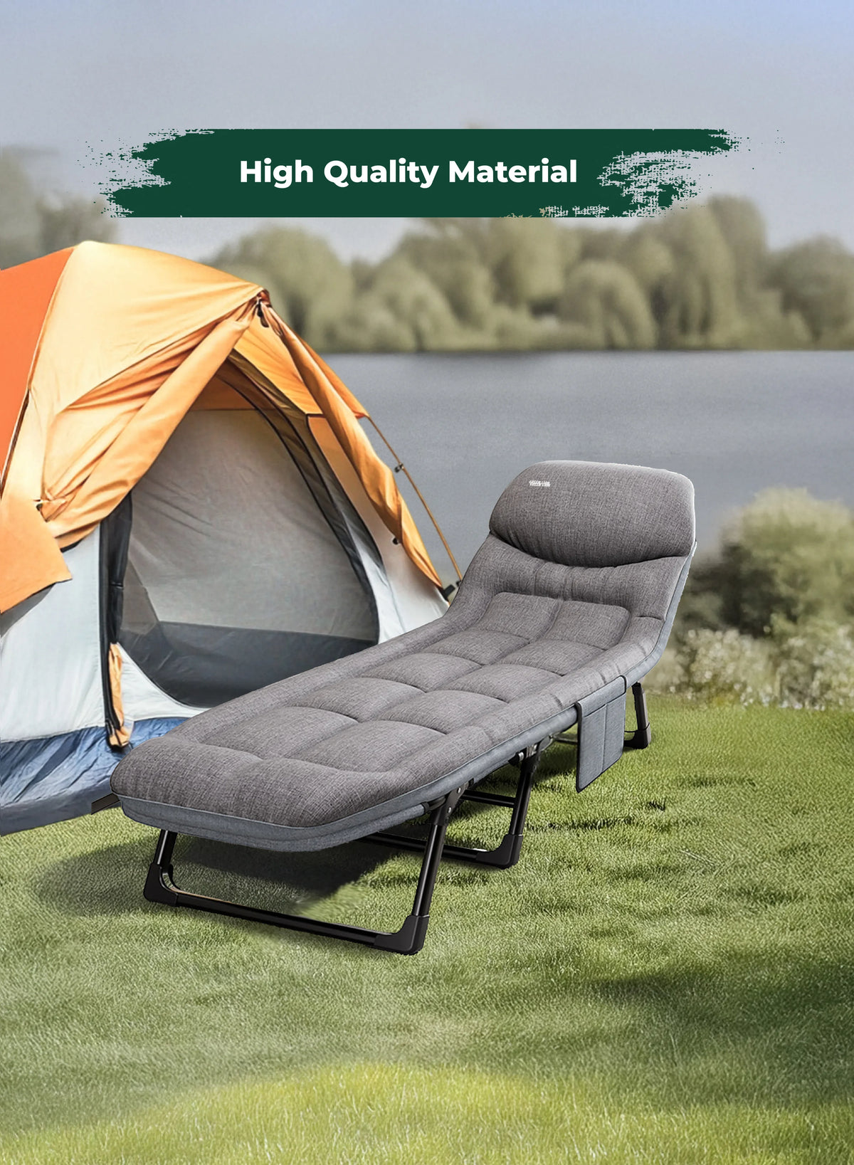 Green Lion Foldable Camping Bed Gray – image 4