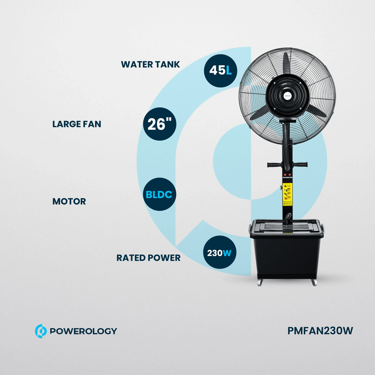 Powerology Industrial Fan Mist Spray Humidifier Black – image 11