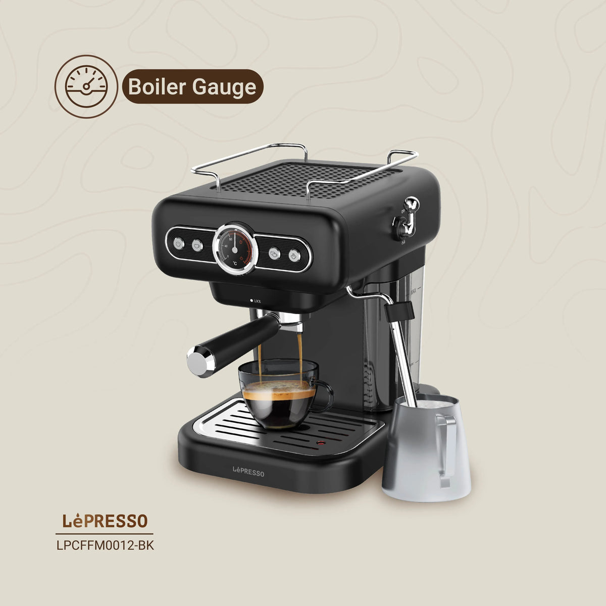 LePresso Retro Espresso Machine Boiler Gauge And Milk Steamer - Black – image 10