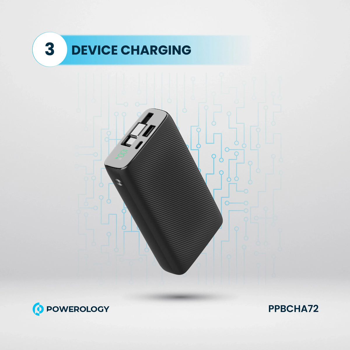 Powerology 20000mAh Retractable Cable Power Bank Black – image 16