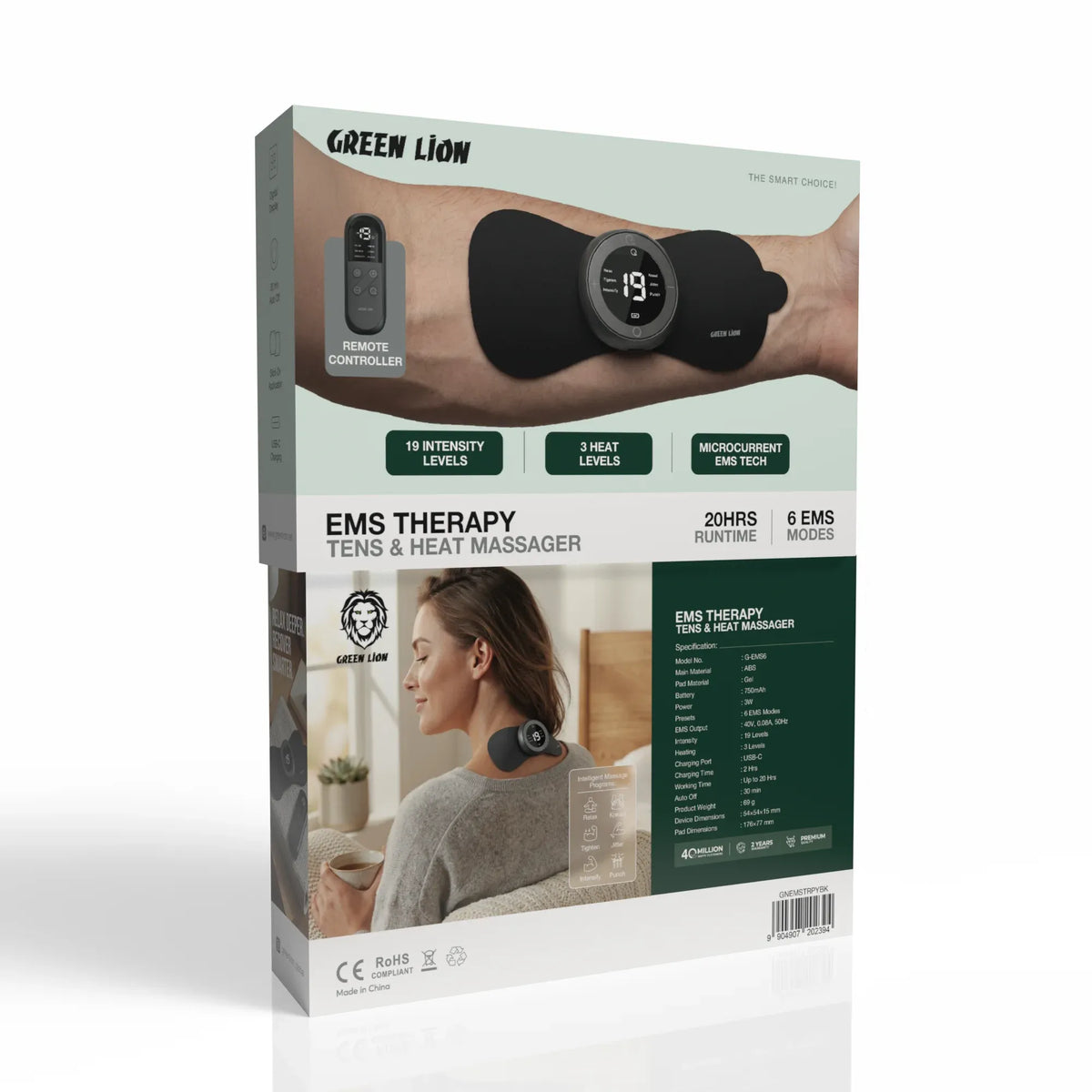 Green Lion EMSTherapy TENS&Heat Massager - Black – image 9