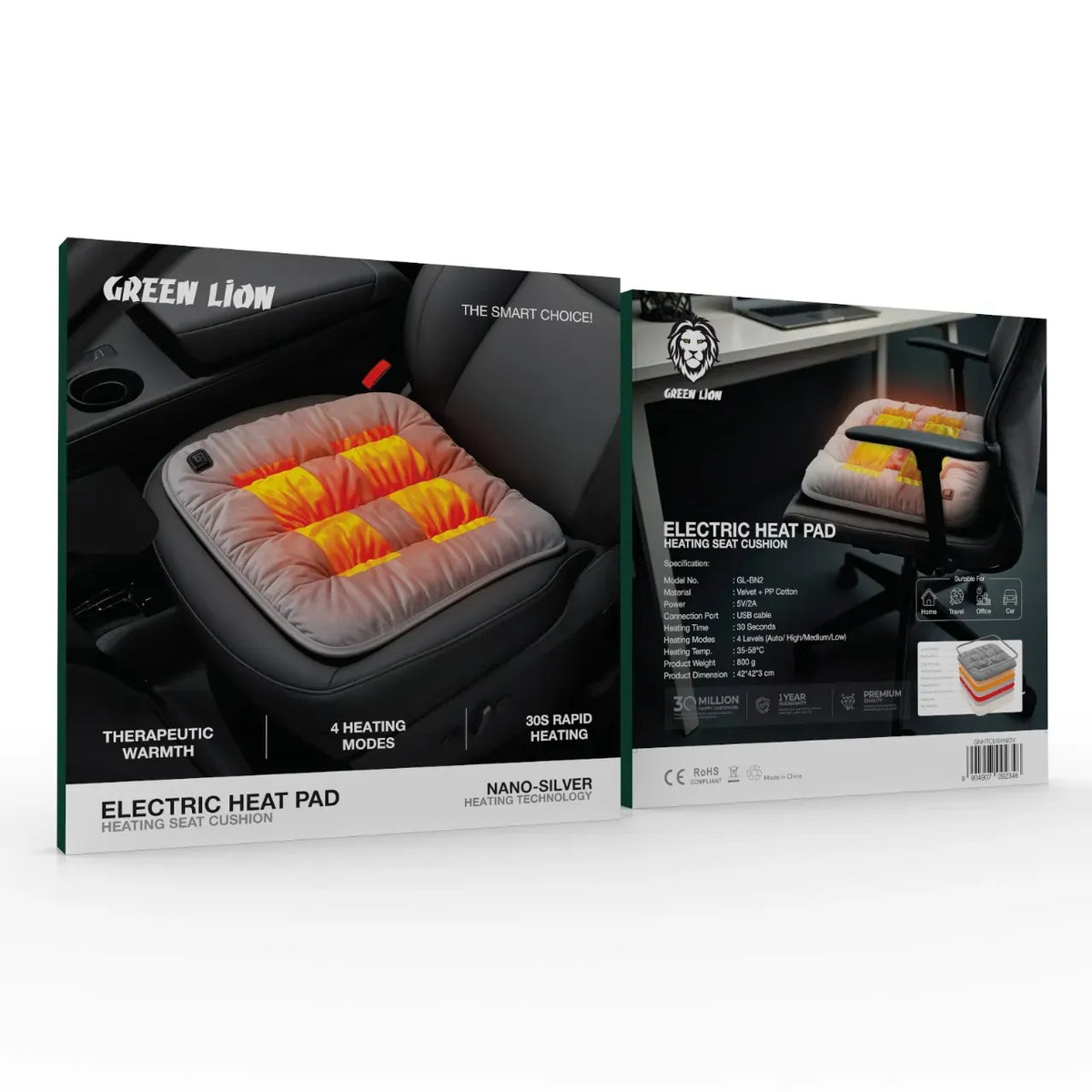 Green Lion Electric Heat Pad Heating Seat Cushion Gray – image 4