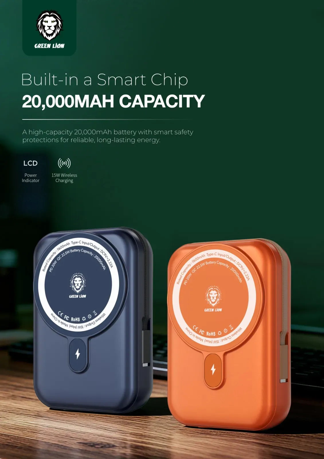 Green Lion 20000 m Ah Monaco Mag Safe Power Bank - Blue – image 4
