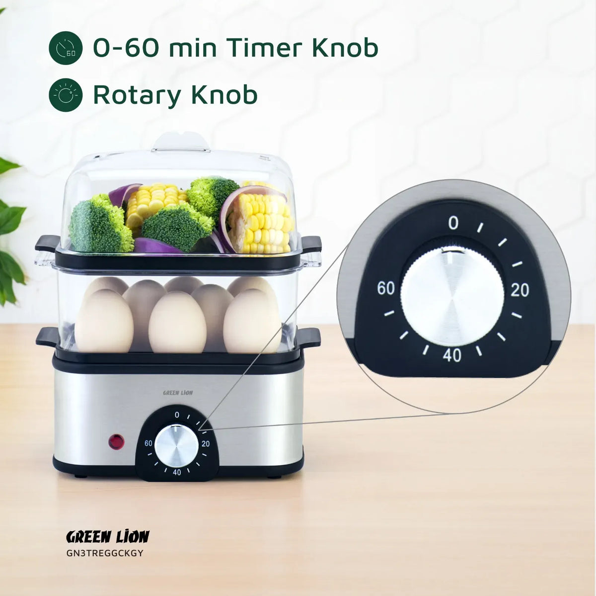 Green Lion 3-Tier Egg Cooker 500 W - Gray – image 18