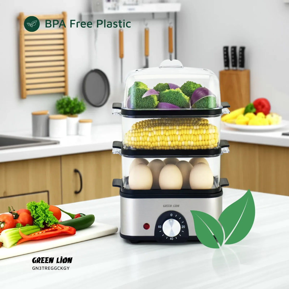 Green Lion 3-Tier Egg Cooker 500 W - Gray – image 14