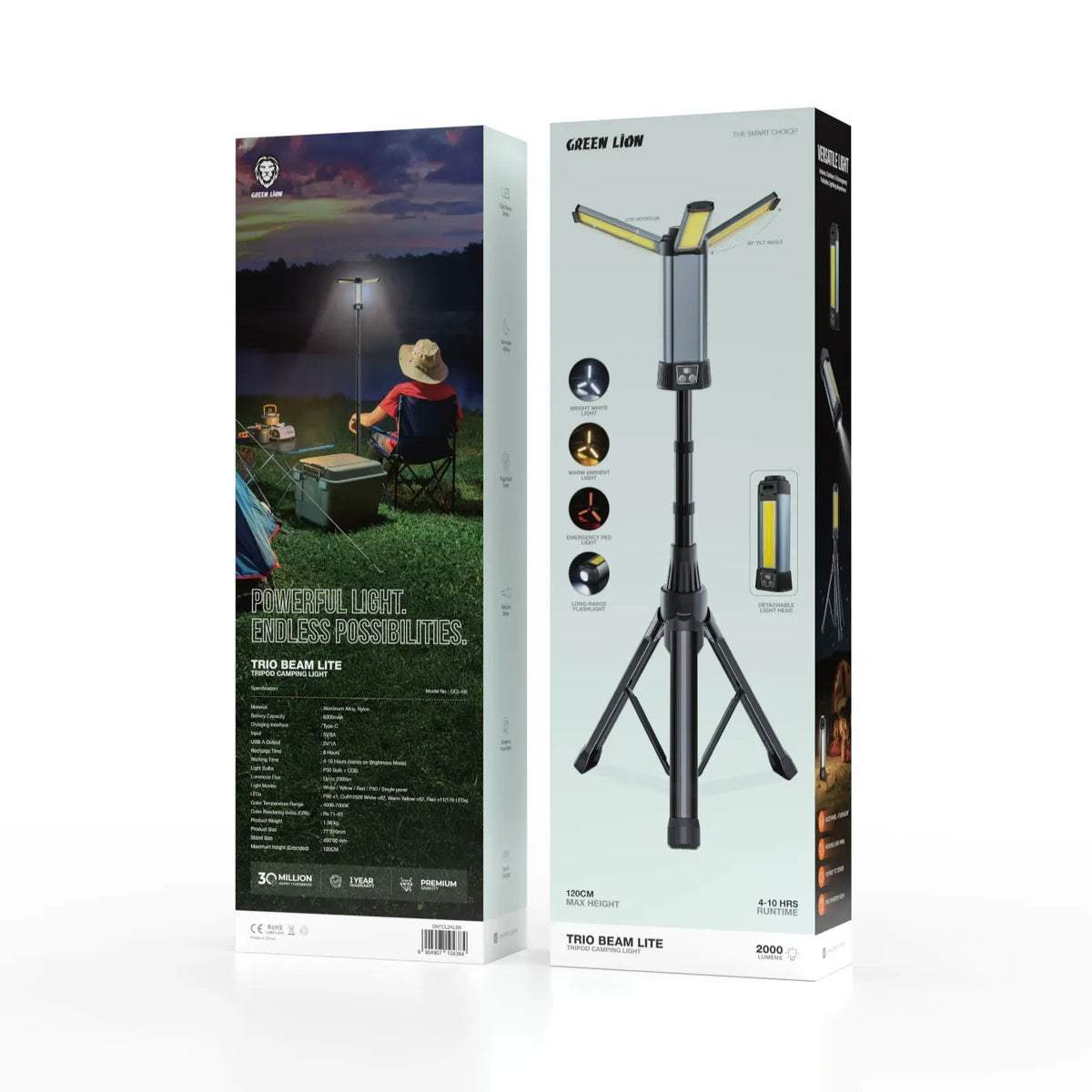 Green Lion Trio Beam Lite Tripod Camping Light Black – image 3