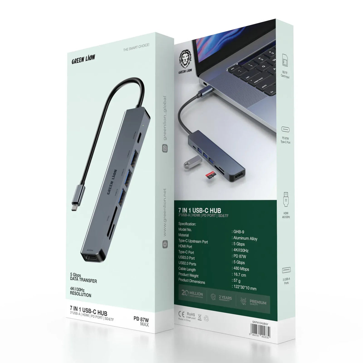 Green Lion 7 in 1 USB C Hub Gray – image 4