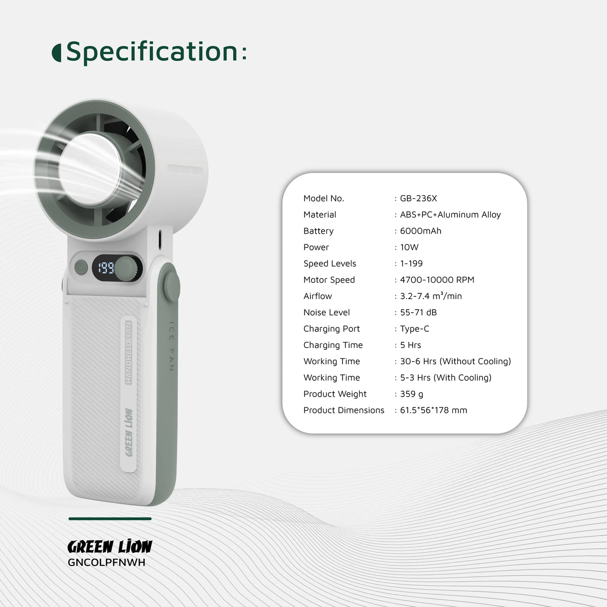 Green Lion Coolio Portable Fan - White – image 11