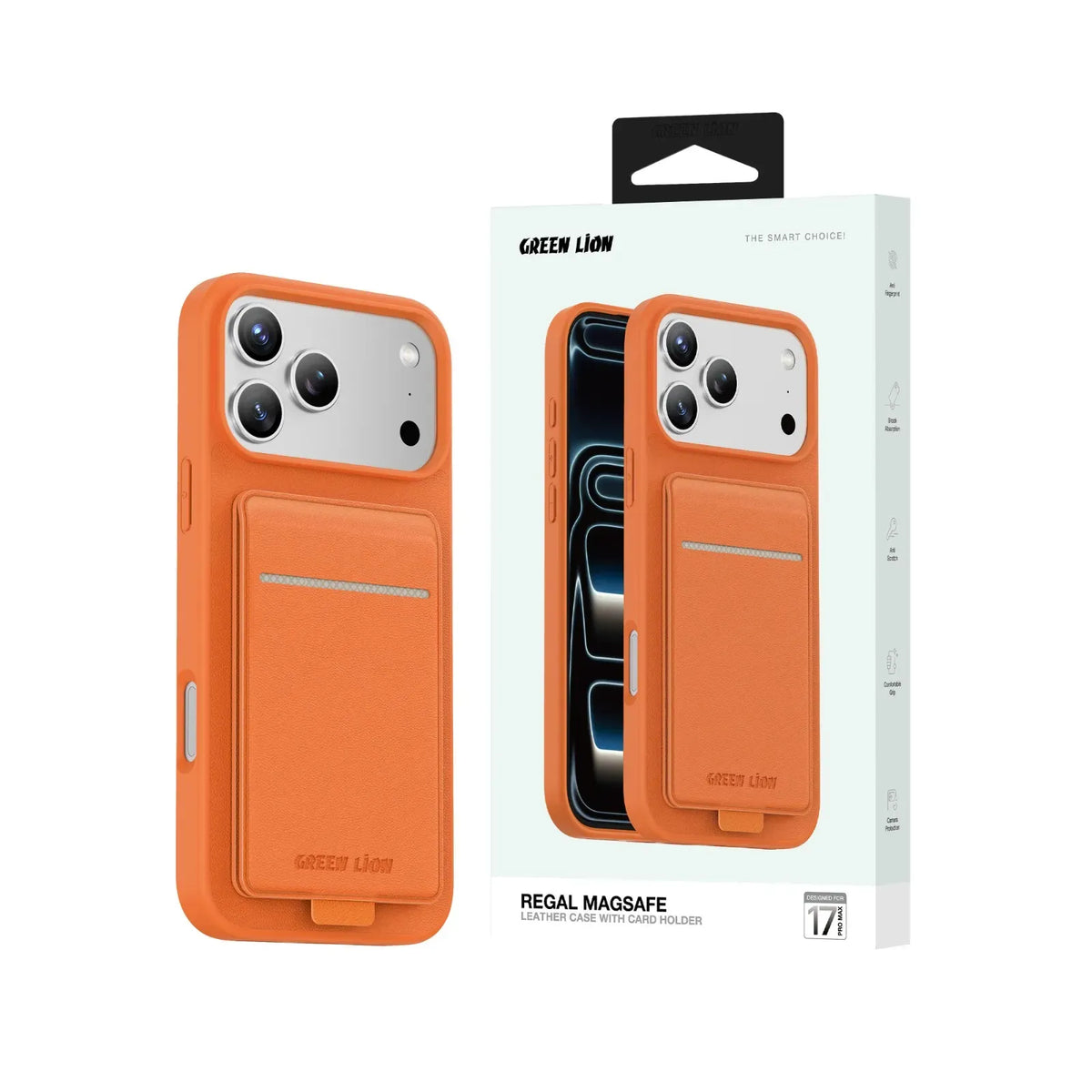 Green Lion Regal MagSafe Leather Case With Card Holder - Orange – image 2