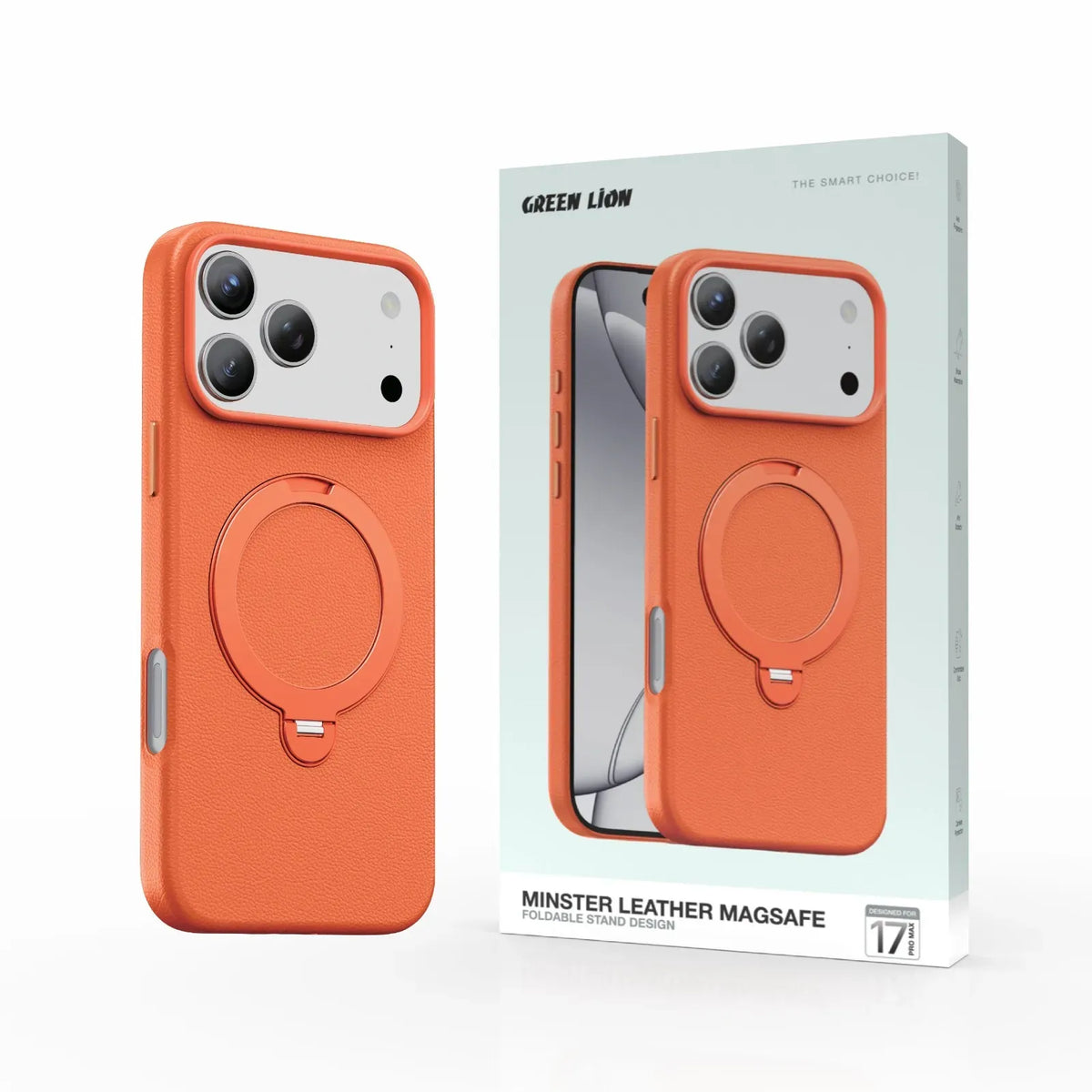 Green Lion Minster Leather MagSafe With Foldable Stand Design - Orange – image 2