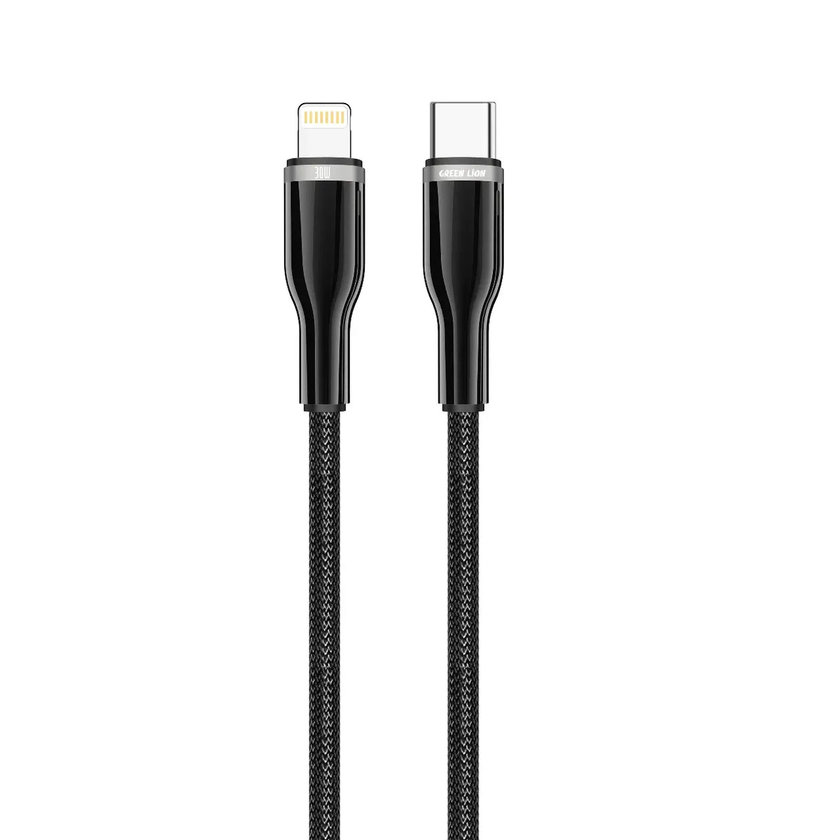 Green Lion USB C to Lightning Zinc Alloy Braided Cable Black – image 3