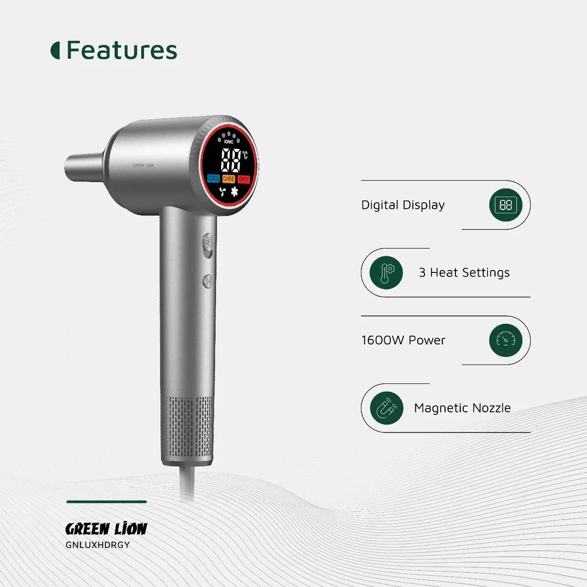 Green Lion Luxair Hair Dryer Gray – image 7