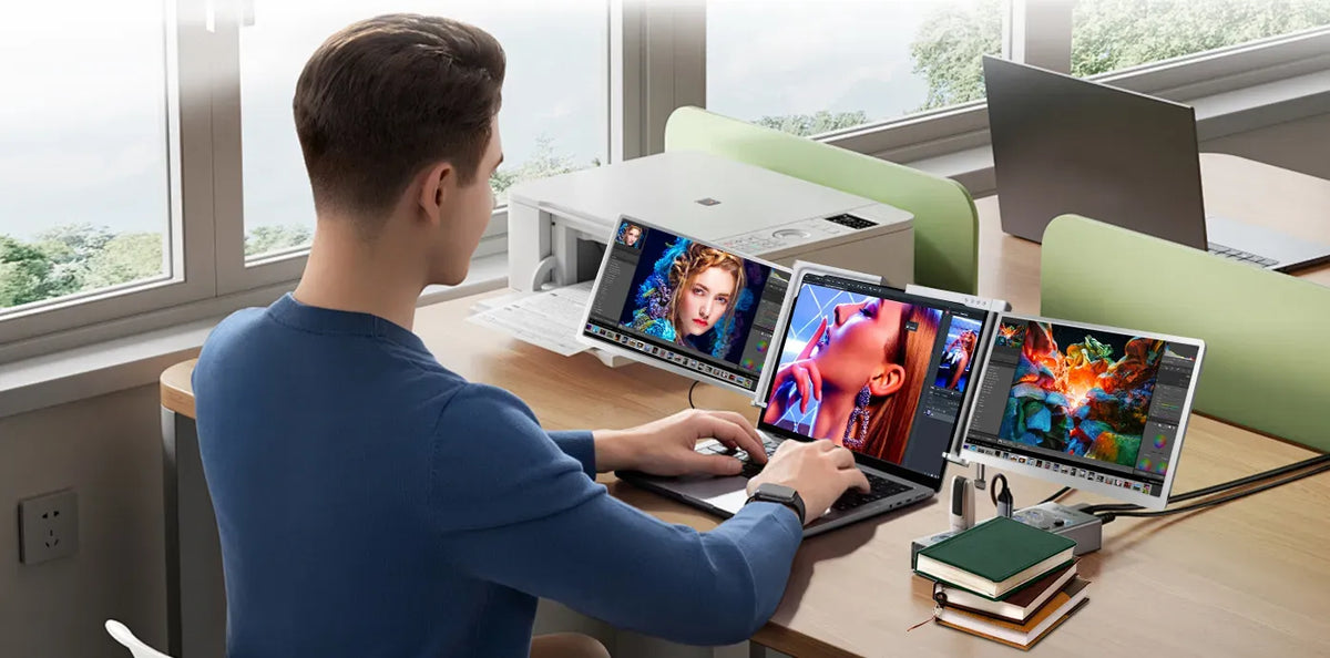 Powerology Dual Screen Portable Monitor Silver – image 5