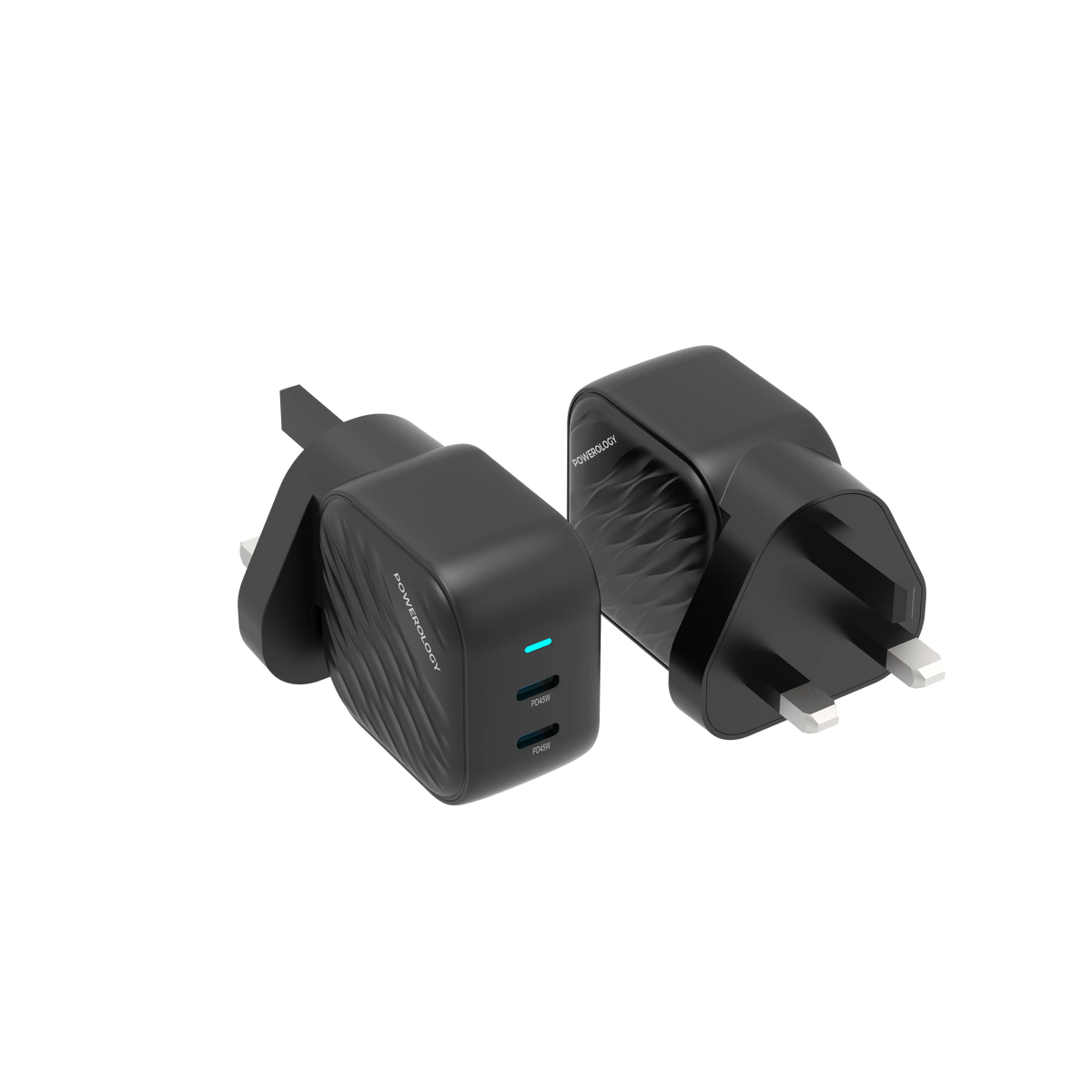 Powerology Gan Dual USB C Wall Charger Black – image 2