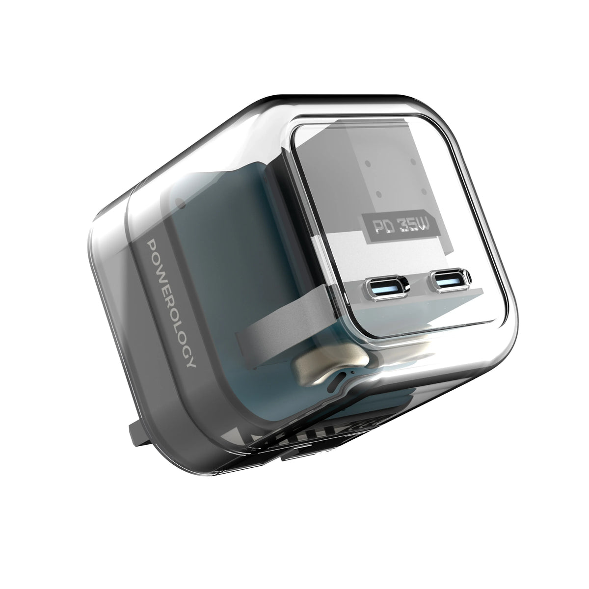 Powerology Crystalline Series Dual PD Gan Charger with Folding Plugs – image 2