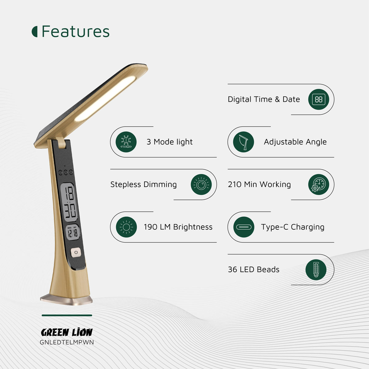 Green Lion LED Table Lamp Wooden – image 8