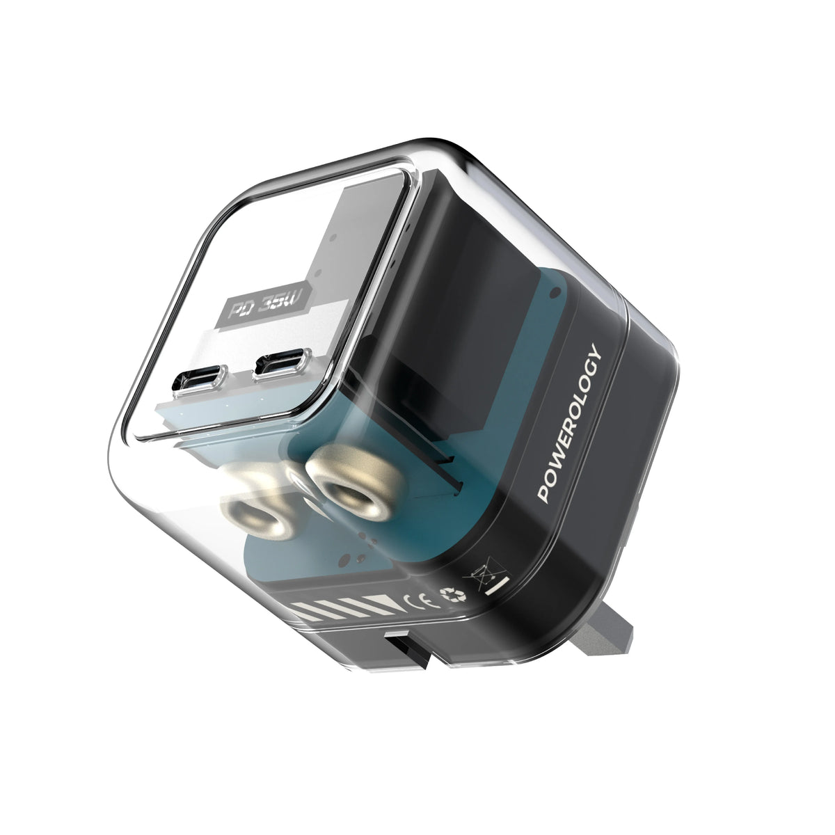 Powerology Crystalline Series Dual PD Gan Charger with Folding Plugs – image 4